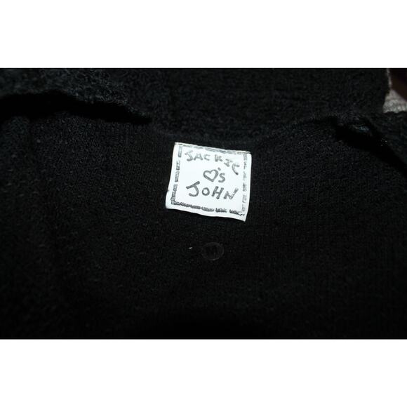 Jackie Loves John Black Boucle Knit Boho Sweater size M - Picture 3 of 3